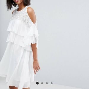 ASOS LOST INK FLOATY DRESS WITH FRILLS, Bride